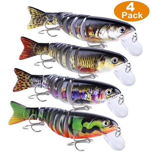 ODDSPRO Fishing Lures for Bass 4 Pcs Trout 7 Segmented-4.1 Inch Jointed Swimbaits