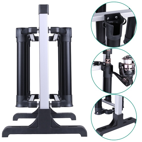 ODDSPRO Fishing Rod Rack, Fishing Rod Holder-Silver-Up to Hold 6 Rods