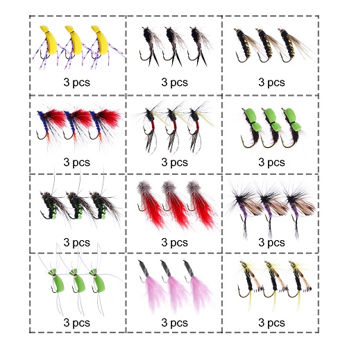 ODDSPRO Fly Fishing Flies Kit, Fly Fishing Lures - 36 Pcs