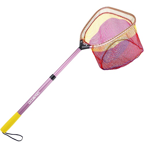 ODDSPRO Kids Fishing Net with Telescopic Pole Handle(Pink)