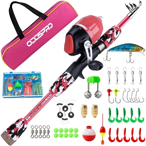 ODDSPRO Kids Fishing Pole-Camo Series-Red