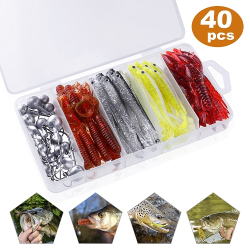 ODDSPRO Soft Fishing Lures for Bass-40Pcs