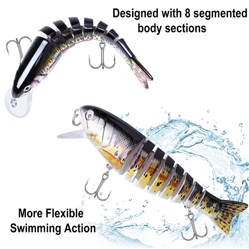 ODDSPRO Fishing Lures for Bass 4 Pcs Trout 7 Segmented-4.1 Inch Jointed Swimbaits