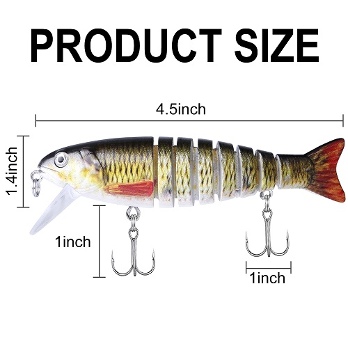 ODDSPRO Fishing Lures for Bass 4 Pcs Trout 7 Segmented-4.1 Inch Jointed Swimbaits