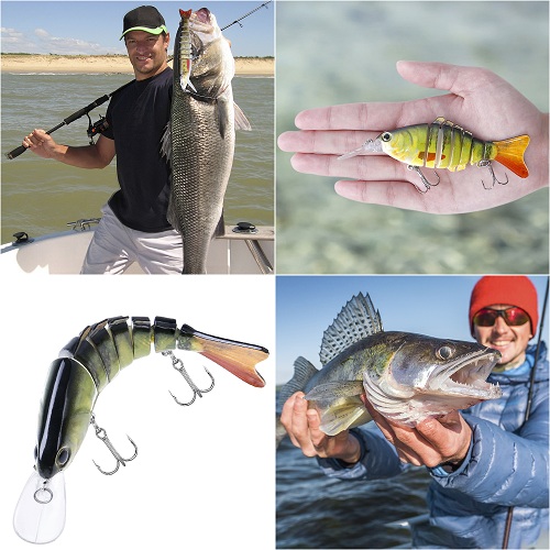 ODDSPRO Fishing Lures for Bass 4 Pcs Trout 7 Segmented-4.1 Inch Jointed Swimbaits