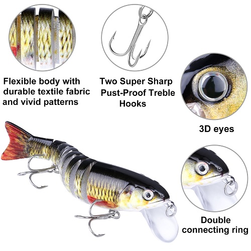 ODDSPRO Fishing Lures for Bass 4 Pcs Trout 7 Segmented-4.1 Inch Jointed Swimbaits