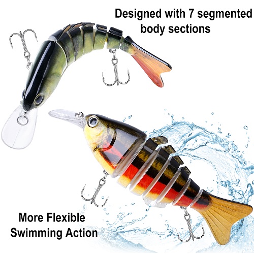 ODDSPRO Fishing Lures for Bass 4 Pcs Trout 7 Segmented-4.4 Inch Jointed Swimbaits