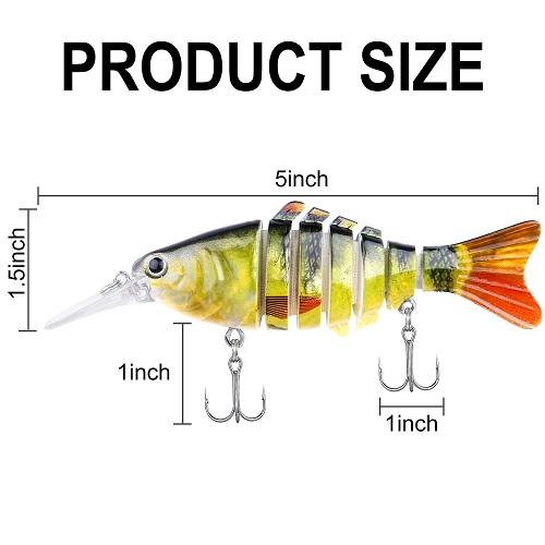 ODDSPRO Fishing Lures for Bass 4 Pcs Trout 7 Segmented-4.4 Inch Jointed Swimbaits