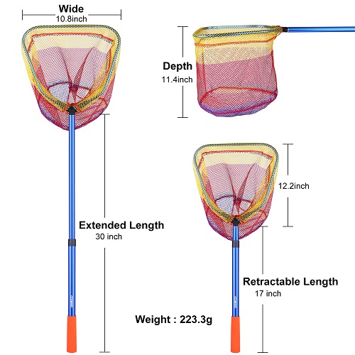 ODDSPRO Kids Fishing Net with Telescopic Pole Handle(Blue)