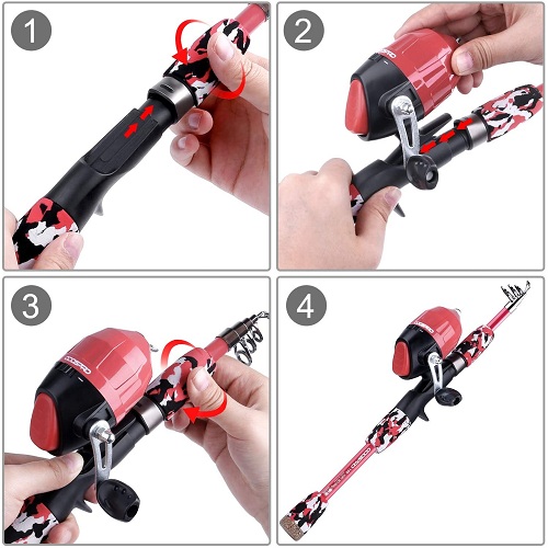 ODDSPRO Kids Fishing Pole-Camo Series-Red