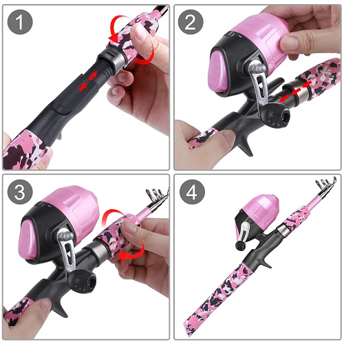 ODDSPRO Pink Kids Fishing Pole-Camo Series-First Generation