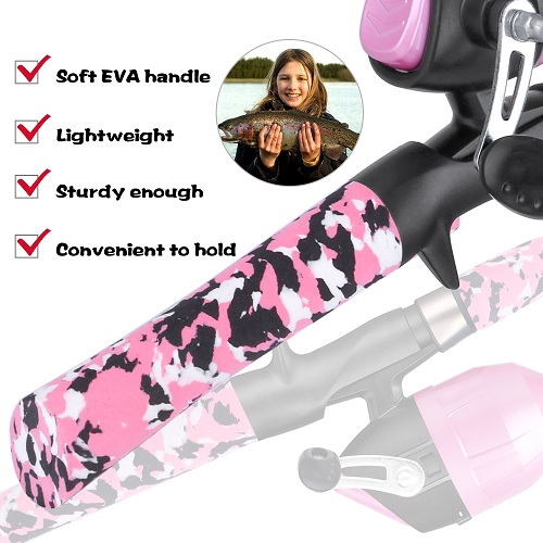 ODDSPRO Pink Kids Fishing Pole-Camo Series-First Generation