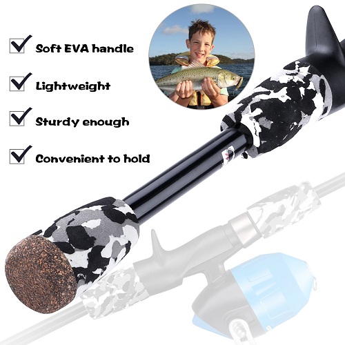 ODDSPRO Kids Fishing Pole-Camo Series-Black with Net