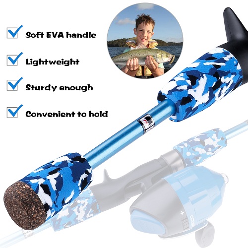 Kids Fishing Pole-Camo Series-Blue with Net