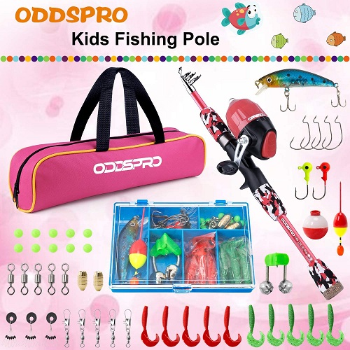 ODDSPRO Kids Fishing Pole-Camo Series-Red